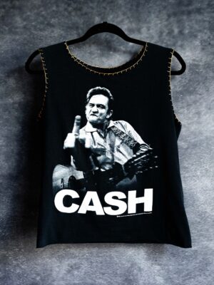 JOHNNY CASH T-SHIRT / Hand-embroidered